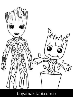 Galaksinin Koruyucuları boyama sayfası – sevimli karakter, sanatsal çalışma