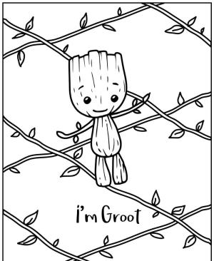 Galaksinin Koruyucuları boyama sayfası,  coloring page, Sevimli Groot, 