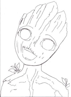 Galaksinin Koruyucuları boyama sayfası,  coloring page, Groot’un çizimi, 