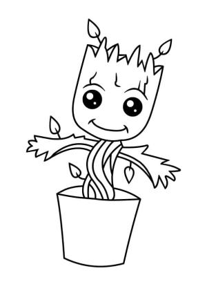 Galaksinin Koruyucuları boyama sayfası,  coloring page, Chibi Groot Ücretsiz, 