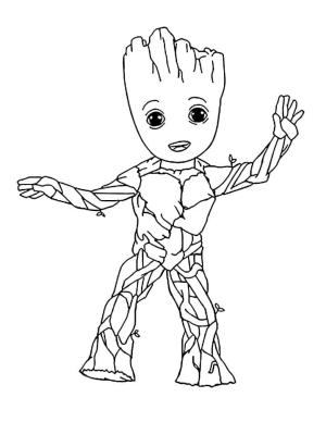 Galaksinin Koruyucuları boyama sayfası,  coloring page, Dans Eden Groot, 