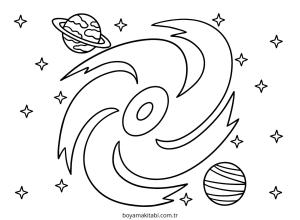Galaxy Girl boyama sayfası – sanatsal çalışma, çocuklar için