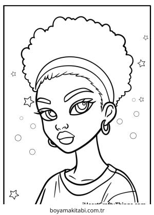 Galaxy Girl boyama sayfası – çocuklar için, çizgi film temalı