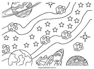 Galaxy Girl boyama sayfası – eğlenceli etkinlik, el becerilerini geliştirir