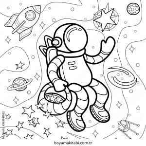 Galaxy boyama sayfası – eğlenceli etkinlik, el becerilerini geliştirir