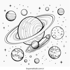Galaxy boyama sayfası – çizgi film temalı, basit çizim