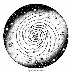 Galaxy boyama sayfası – renkli çizimler, okul öncesi