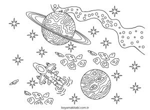 Galaxy boyama sayfası – basit çizim, kolay boyama