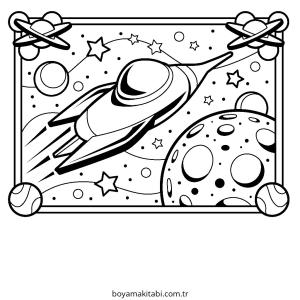 Galaxy boyama sayfası – çocuklar için, çizgi film temalı