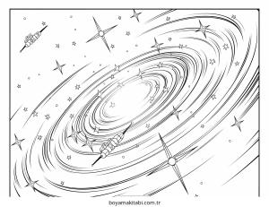 Galaxy boyama sayfası – boyama etkinliği, çocuk aktivitesi