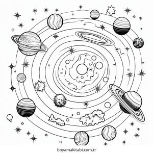 Galaxy boyama sayfası – okul öncesi, evde etkinlik