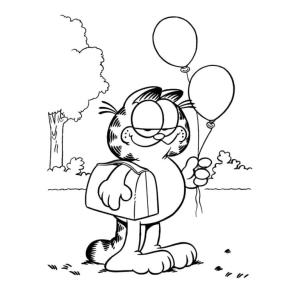 Garfield boyama sayfası,  coloring page, Balonlu Garfield., 