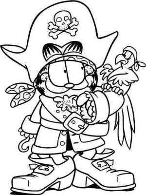 Garfield boyama sayfası,  coloring page, Korsan Garfield, 