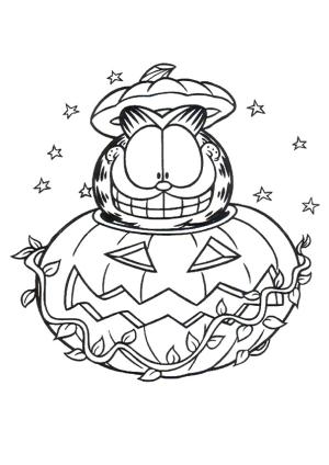 Garfield boyama sayfası,  coloring page, Cadılar Bayramı Balkabağı Mutlu Garfield, 