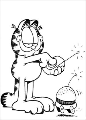 Garfield boyama sayfası,  coloring page, Uzaktan kumandalı burger, 