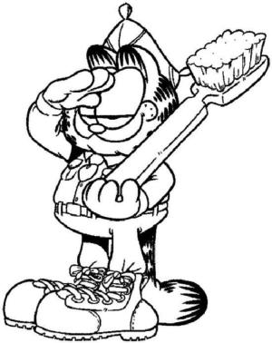 Garfield boyama sayfası,  coloring page, Bir fırça ile garfield., 