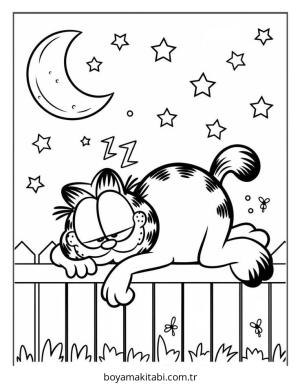 Garfield boyama sayfası – basit çizim, kolay boyama