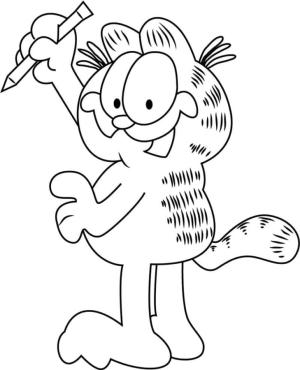 Garfield boyama sayfası,  coloring page, Bir kalem ile Garfield, 