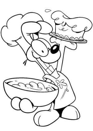 Garfield boyama sayfası,  coloring page, Neşeli Şef Oddie, 