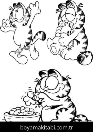 Garfield boyama sayfası – çocuk aktivitesi, PDF indir