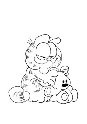 Garfield boyama sayfası,  coloring page, Peluş oyuncaklı Garfield, 