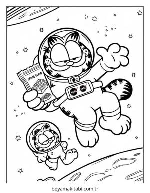 Garfield boyama sayfası – sevimli karakter, sanatsal çalışma