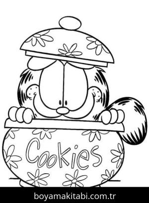 Garfield boyama sayfası – basit çizim, kolay boyama