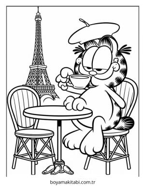 Garfield boyama sayfası – keyifli zaman, renkli çizimler