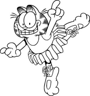 Garfield boyama sayfası,  coloring page, Garfield balerin gibi giyinmiş., 