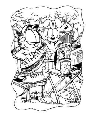 Garfield boyama sayfası,  coloring page, Garfield ve Odie dinleniyor., 