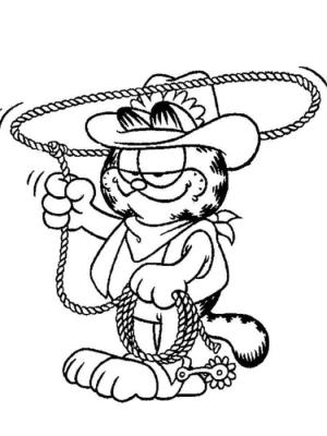 Garfield boyama sayfası,  coloring page, Garfield kementi döndürür, 