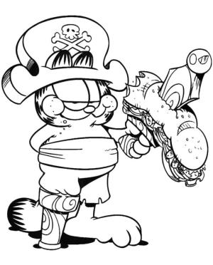 Garfield boyama sayfası,  coloring page, Tek bacaklı korsan Garfield, 