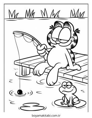 Garfield boyama sayfası – çocuk aktivitesi, PDF indir