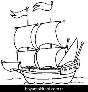 Gemi boyama sayfası – basit çizim, kolay boyama