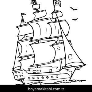 Gemi boyama sayfası – PDF indir, sevimli karakter