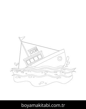 Gemi boyama sayfası – yaratıcılık, eğlenceli etkinlik