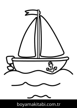 Gemi boyama sayfası – PDF indir, sevimli karakter