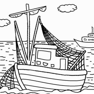 Gemi boyama sayfası,  coloring page, Balıkçı Gemi, 