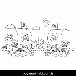 Gemi boyama sayfası – boyama çalışması, yaratıcılığı geliştirir