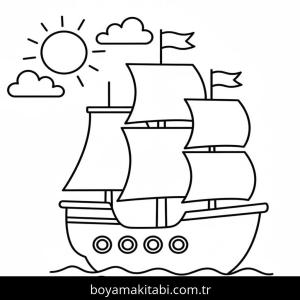 Gemi boyama sayfası – kolay boyama, eğitici aktivite