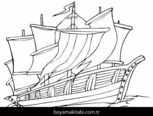 Gemi boyama sayfası – çocuklar için, çizgi film temalı