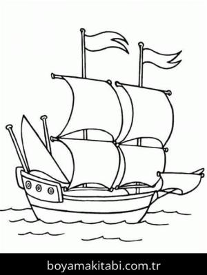 Gemi boyama sayfası – boyama etkinliği, çocuk aktivitesi