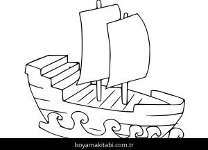 Gemi boyama sayfası – el becerilerini geliştirir, boyama çalışması