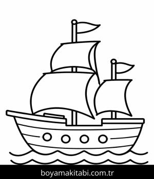 Gemi boyama sayfası – çocuk aktivitesi, PDF indir