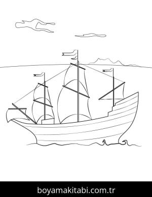 Gemi boyama sayfası – kolay boyama, eğitici aktivite
