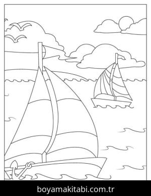 Gemi boyama sayfası – kolay boyama, eğitici aktivite