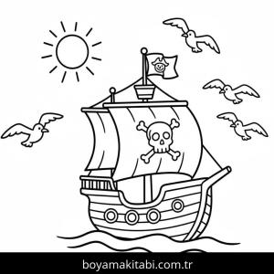 Gemi boyama sayfası – renkli çizimler, okul öncesi