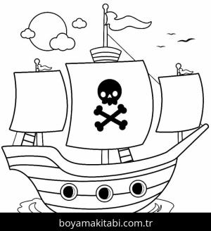Gemi boyama sayfası – sanatsal çalışma, çocuklar için