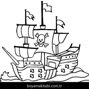 Gemi boyama sayfası – çocuk aktivitesi, PDF indir