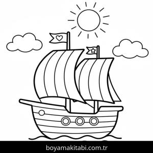 Gemi boyama sayfası – yaratıcılığı geliştirir, keyifli zaman